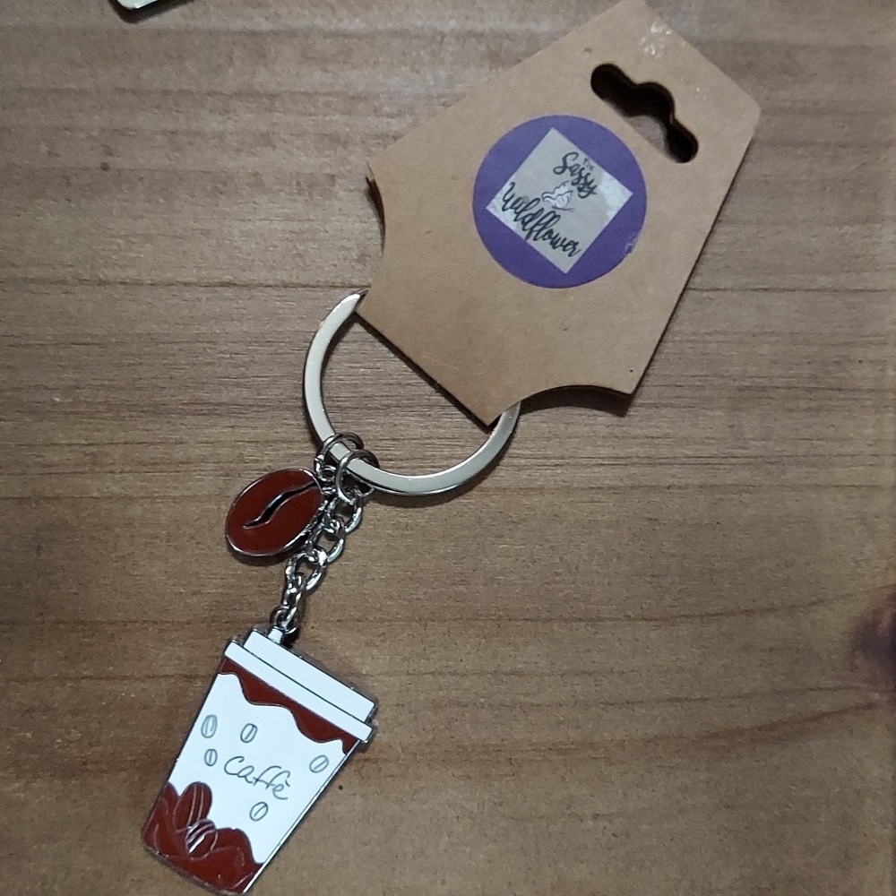 Silver Coffee Keychain